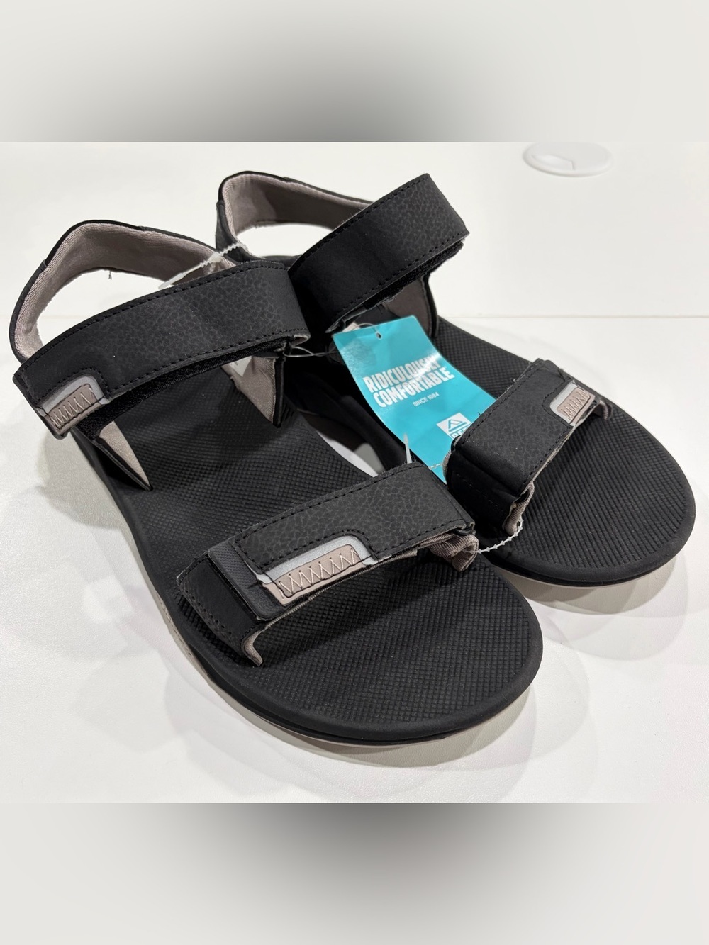 Reef Men's Size 9 Fanning Baja Sandals Water Black NWT Support Hiking